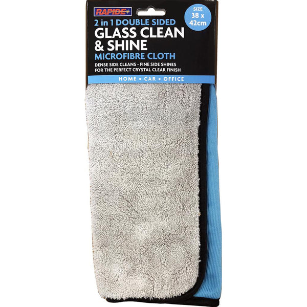 2 In 1 Doubled Sided Glass Clean & Shine Microfibre Cloth from MOGO
