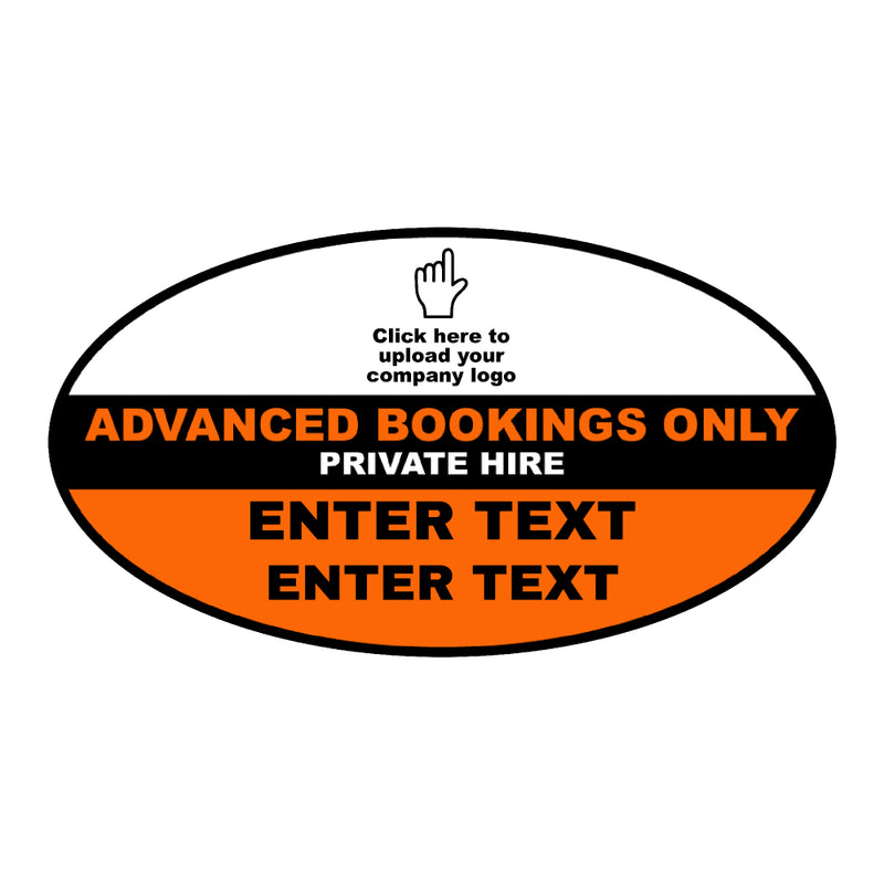 Custom Logo on Oval Taxi Door Sign - Advanced Booking Only - Taxi Products By MOGO