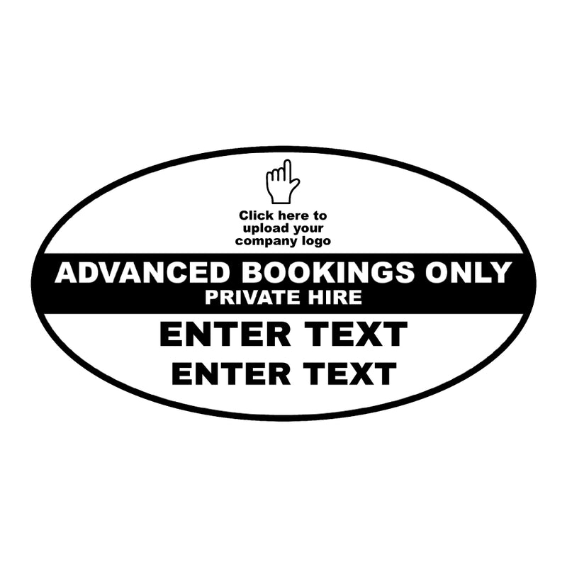 Custom Logo on Oval Taxi Door Sign - Advanced Booking Only - Taxi and Private Hire Vehicles Products By MOGO