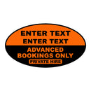 Custom Oval Taxi Door Sign - Advanced Booking Only - Taxi Products By MOGO