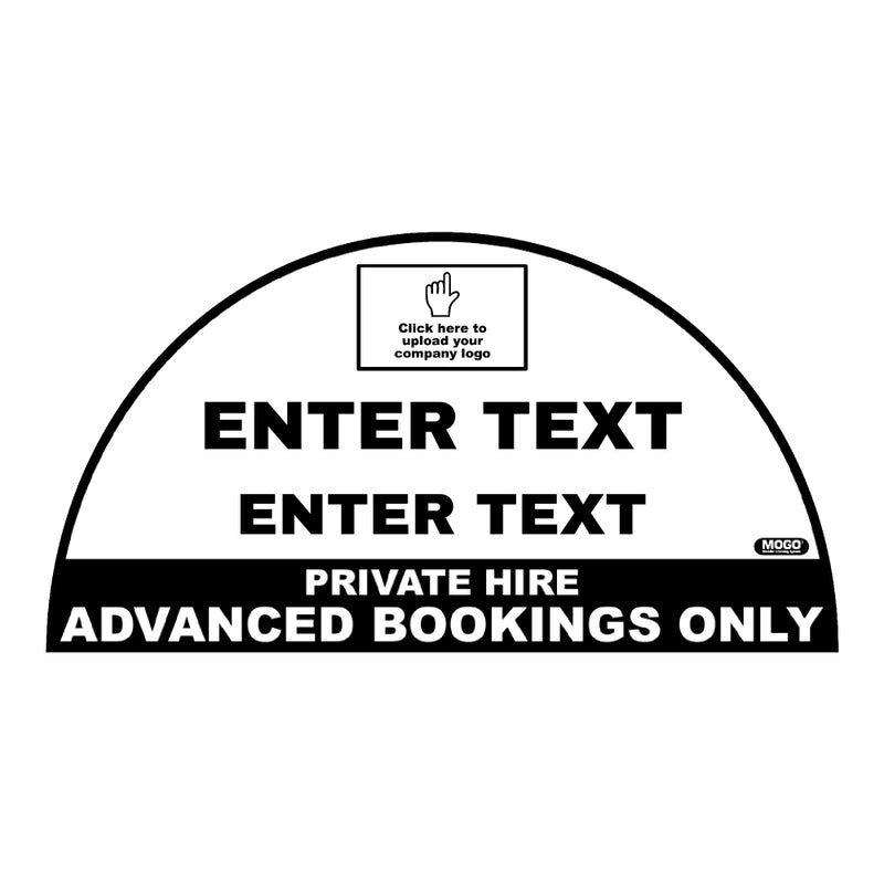 Custom Half Circle Taxi Door Sign - Custom Logo and Text. Taxi Products by MOGO