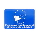 Face Masks must be worn - Double Sided Window Sticker - Taxi Products By MOGO