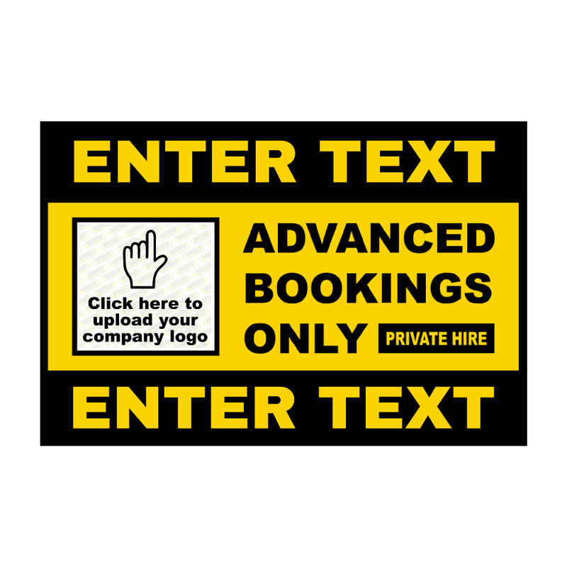Advanced Bookings Only - Customisable Text and Logo Door Sign For Taxi By MOGO your one stop shop for taxi and private hire